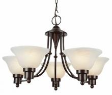  6545 WB - Perkins 5-Light, 5-Shade, Glass Bell, Single Tier Chandelier with Chain